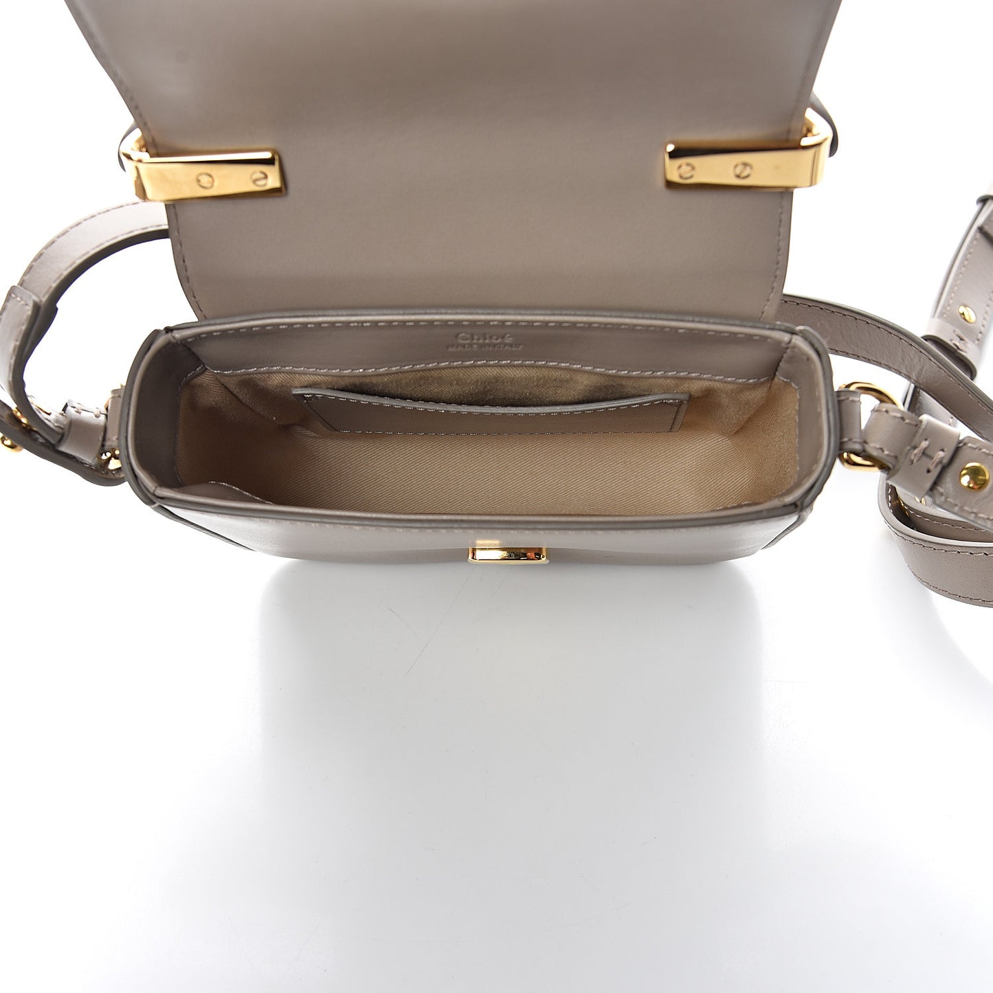 Shiny Calfskin Suede Mini C Double Carry Motty Grey