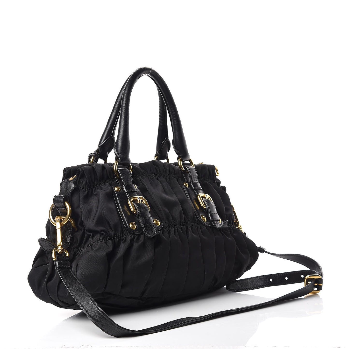 Tessuto Nylon Gaufre Shopping Satchel Black