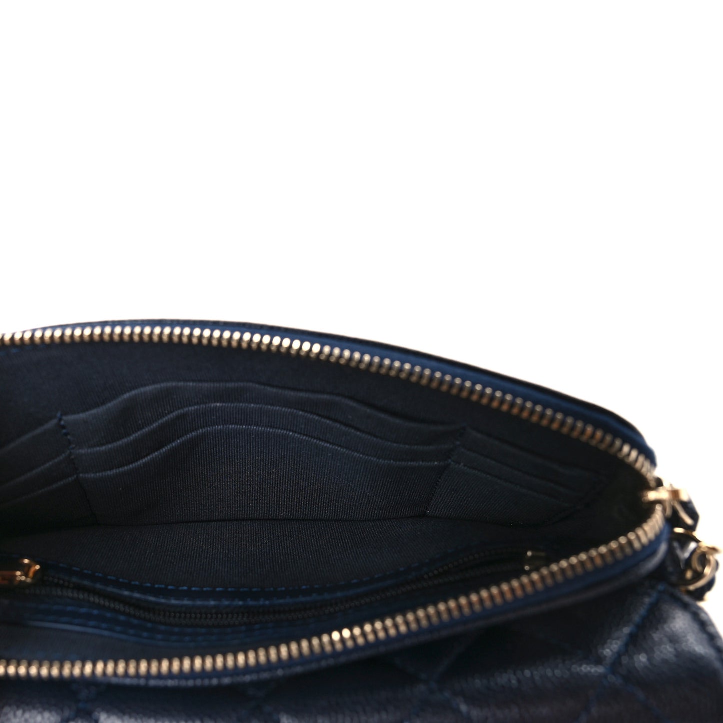 Caviar Quilted Flap Phone Holder With Chain Navy