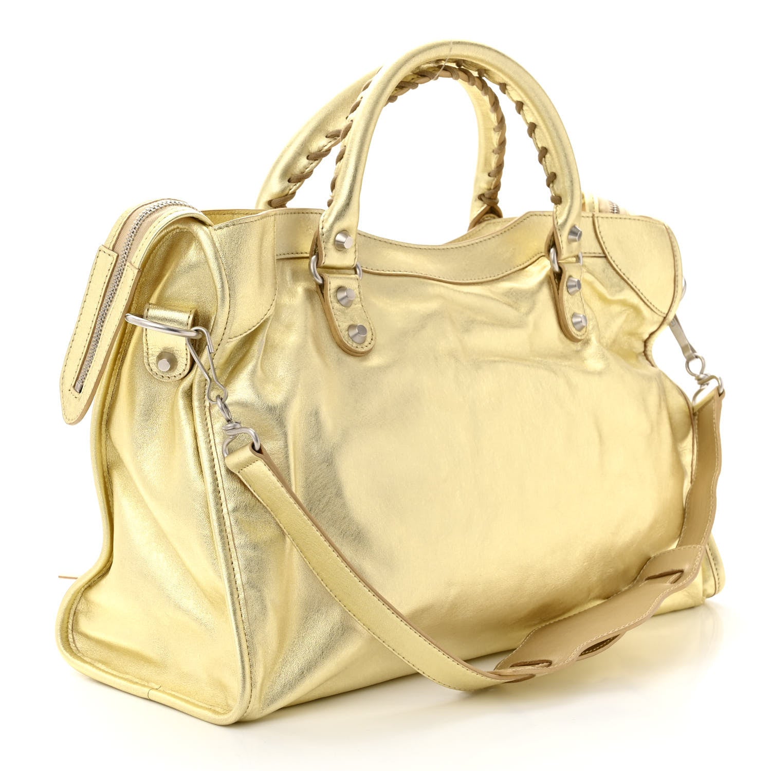 Balenciaga Laminated Agneau Classic Silver Hardware City Gold 3 of 11