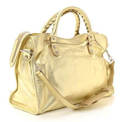 Balenciaga Laminated Agneau Classic Silver Hardware City Gold 3 of 11