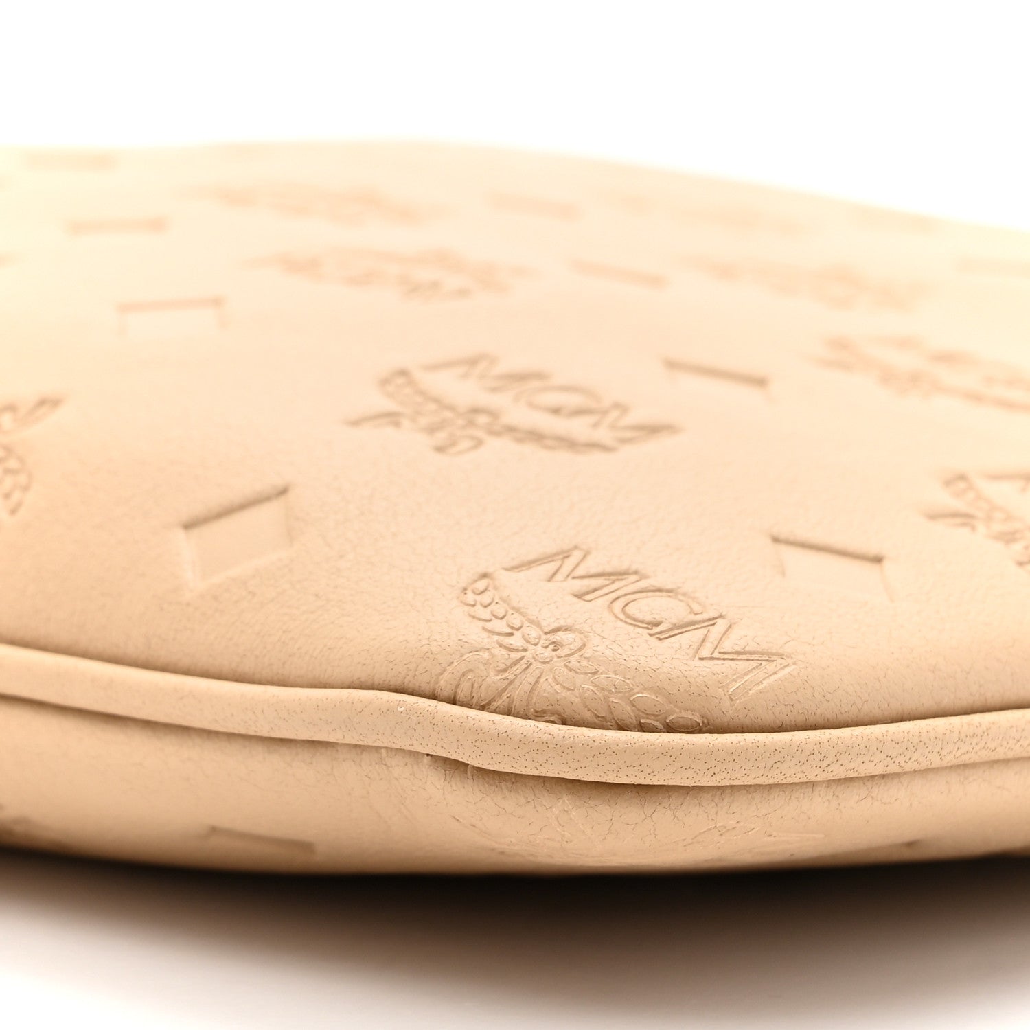 MCM Calfskin Ottomar Monogram Aren Crossbody Pouch Beige Croissant 9 of 11