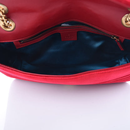 Gucci Velvet Matelasse Medium GG Marmont Shoulder Bag Hibiscus Red 5 of 9