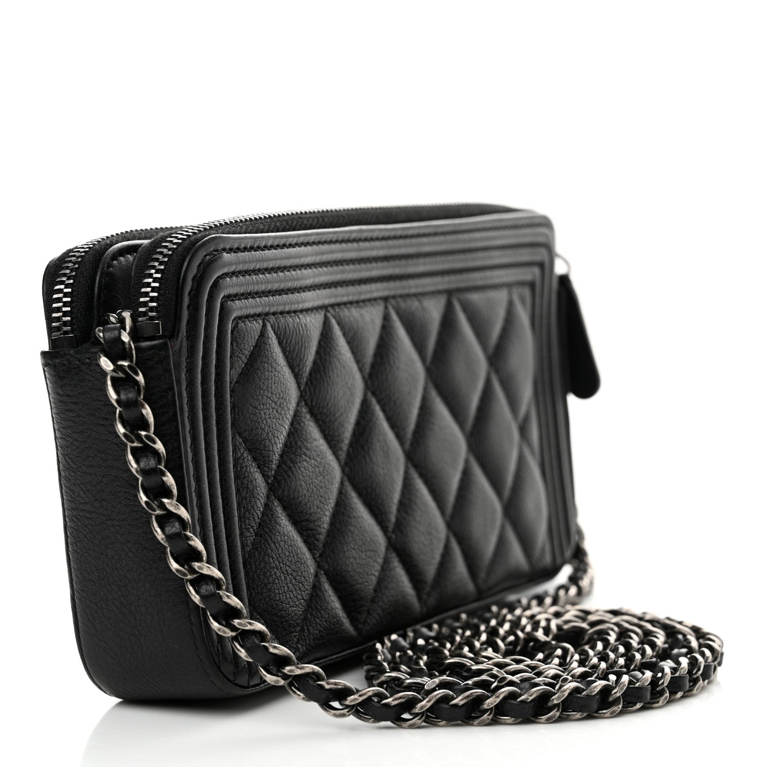 Chanel Calfskin Quilted Small Boy Clutch With Chain Black 3 of 17