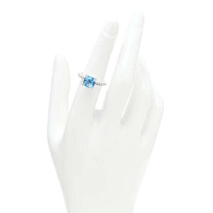 David Yurman Sterling Silver Diamond Blue Topaz 8mm Chatelaine Ring 49 5 2 of 4