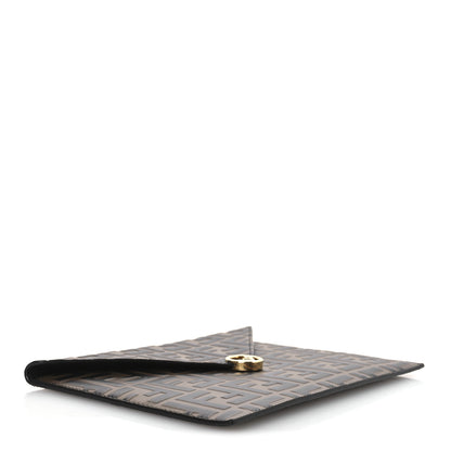 Fendi Vitello Soft F is Fendi Bi-Color FF 1974 Embossed Envelope Pouch Maya Black 4 of 8