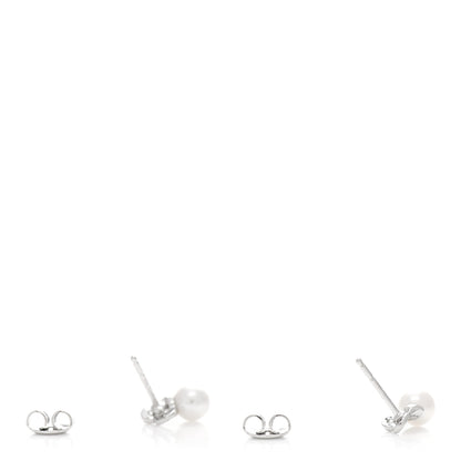 Mikimoto 18K White Gold Diamond Akoya Pearl 5mm Heart Earrings 3 of 5