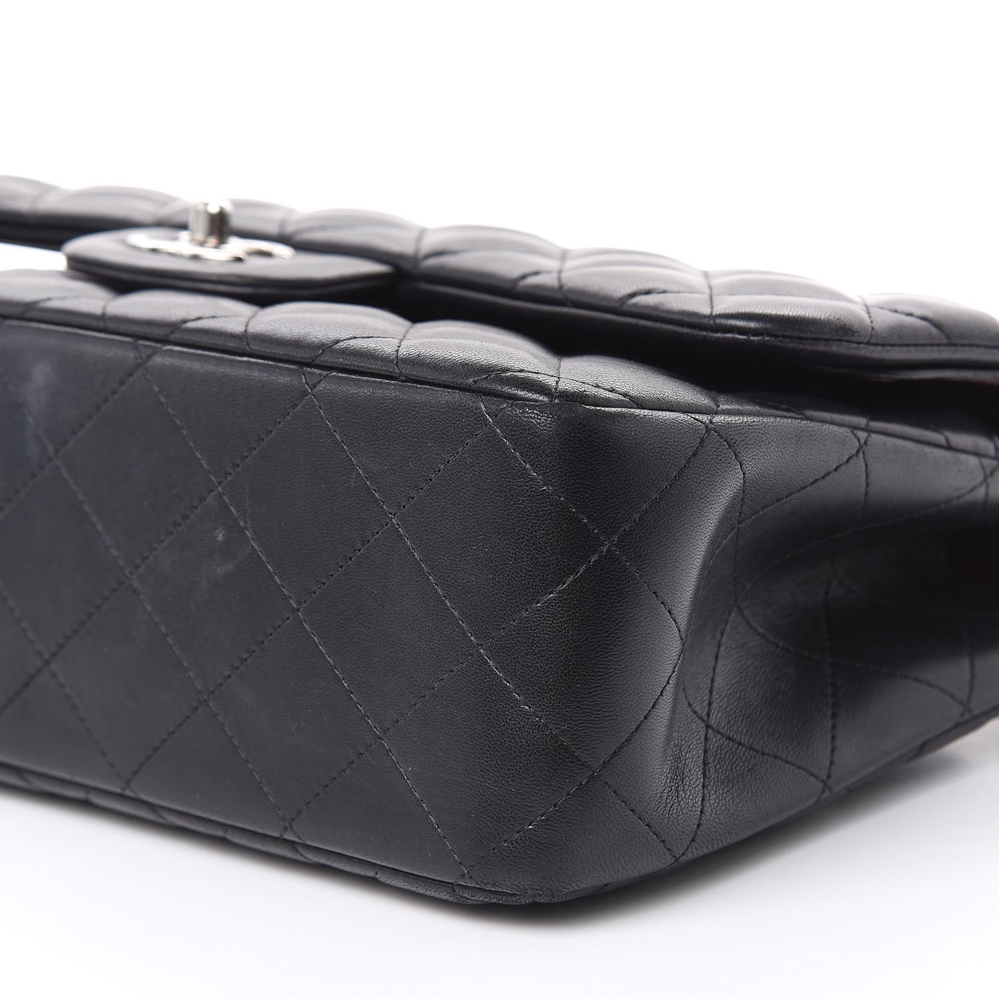 Lambskin Quilted Jumbo Double Flap Black