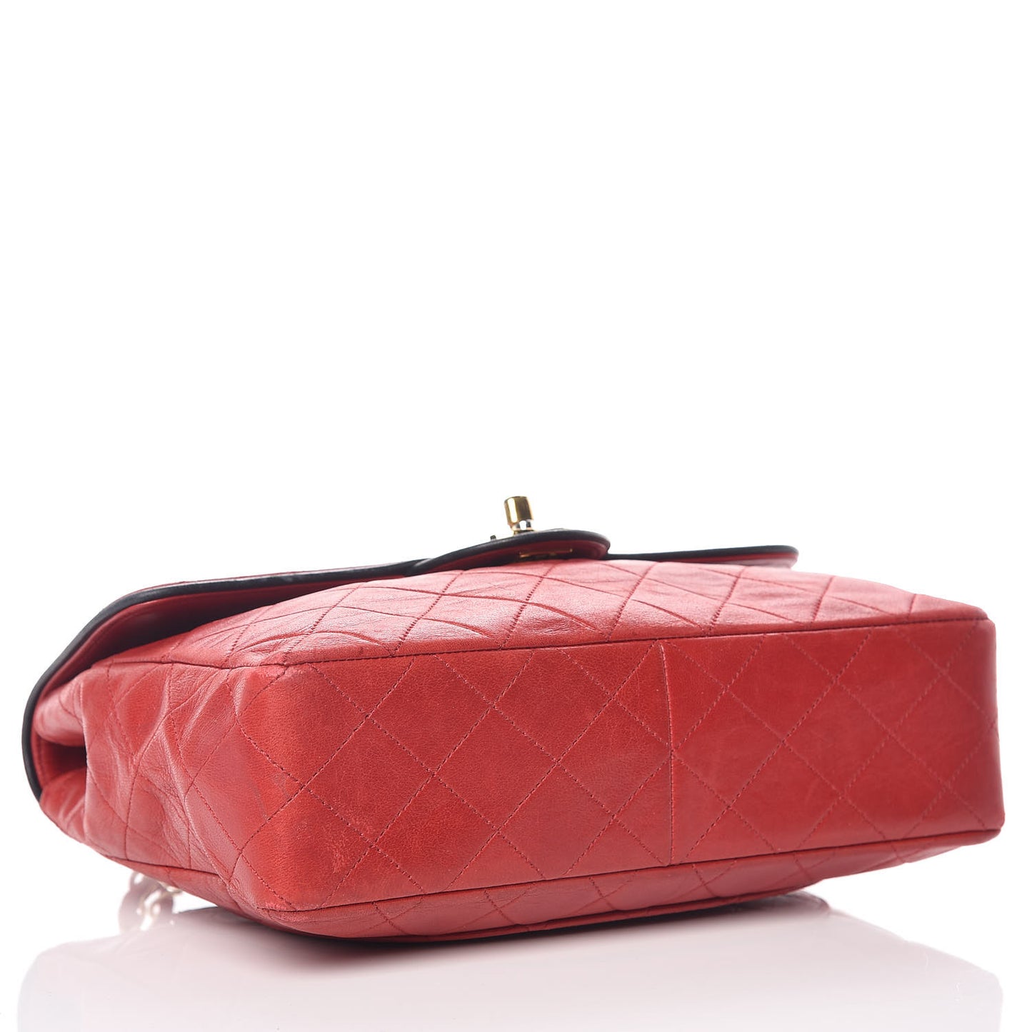 Lambskin Quilted Bi-Color Small Single Flap Red Black