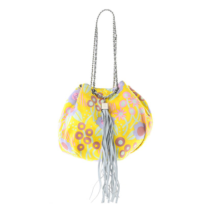 Chanel Satin Floral Printed Sac Cordon Yellow 1 of 11