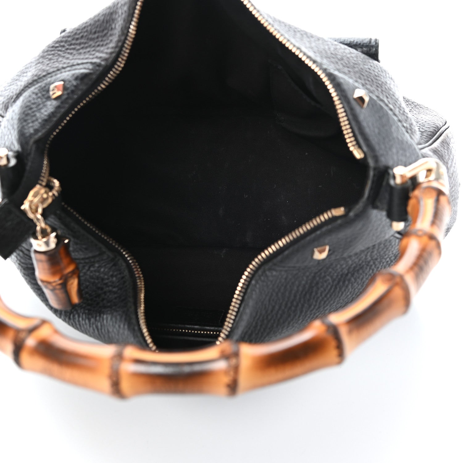 Gucci Calfskin Bamboo Top Handle Bag Black 5 of 9