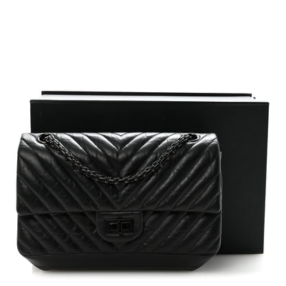 Chanel Aged Calfskin Chevron Quilted 2.55 Reissue 225 Flap So Black 11 of 11