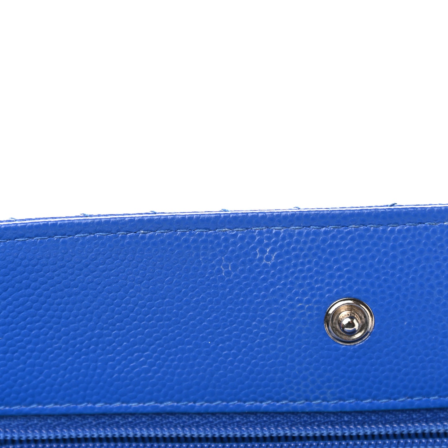Caviar Chevron Quilted Wallet On Chain WOC Bright Blue