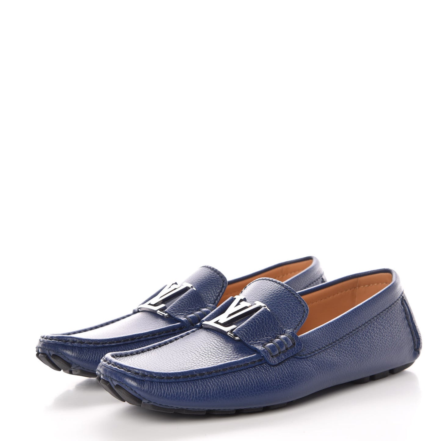 Calfskin Mens Monte Carlo Car Shoe Moccasin Loafers 7 Blue