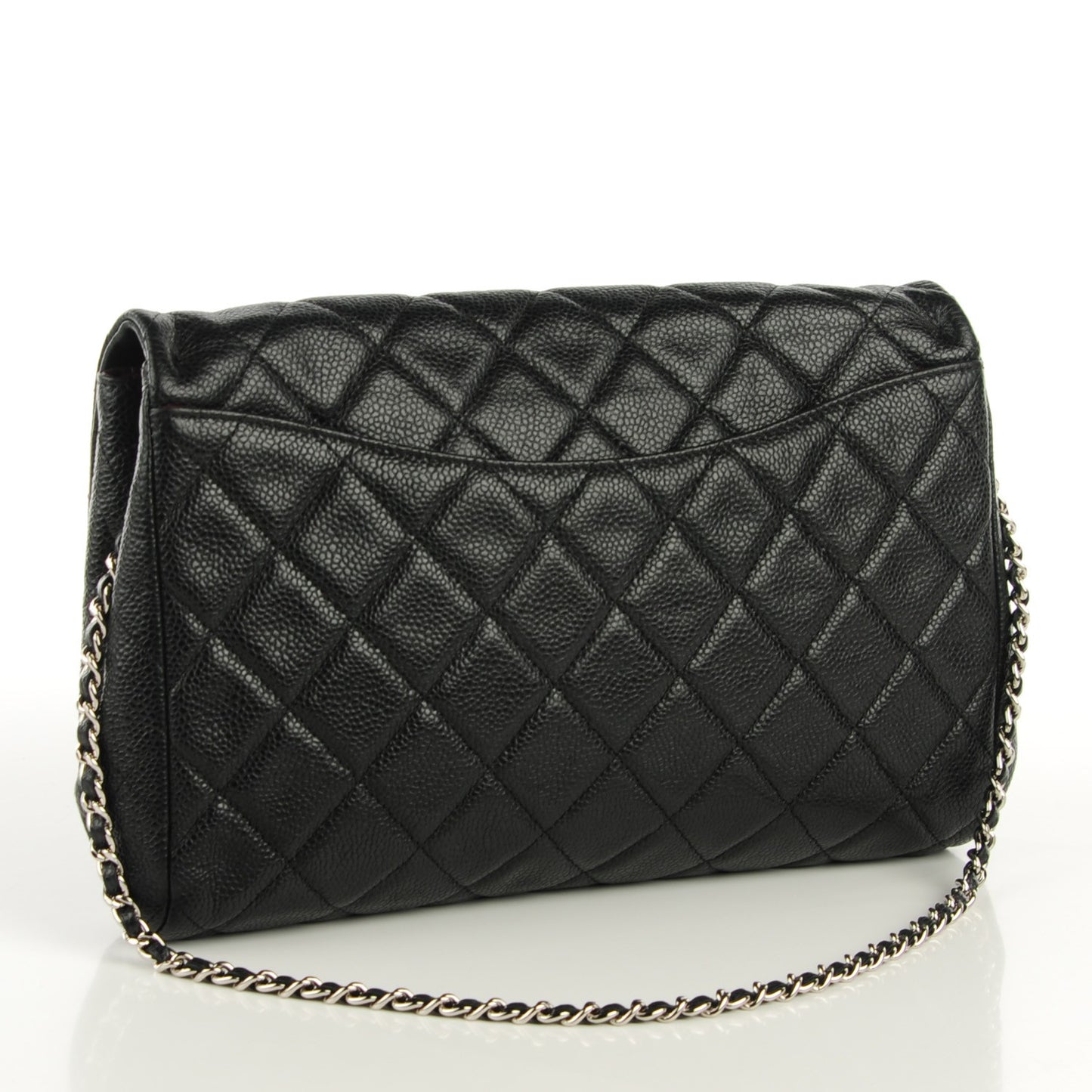 Caviar Quilted Clutch With Chain Flap Black