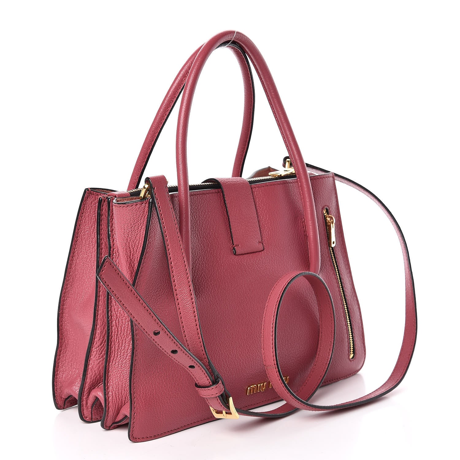 Miu Miu Goatskin Madras Tote Peonia 3 of 12