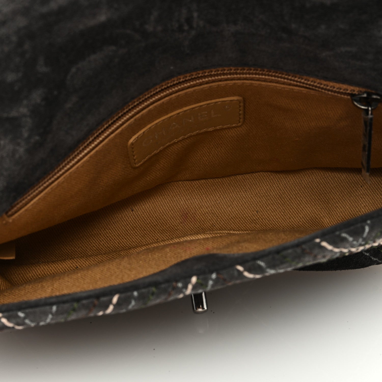 Chanel Suede Stitched Medium Saltire Single Flap Grey 5 of 9