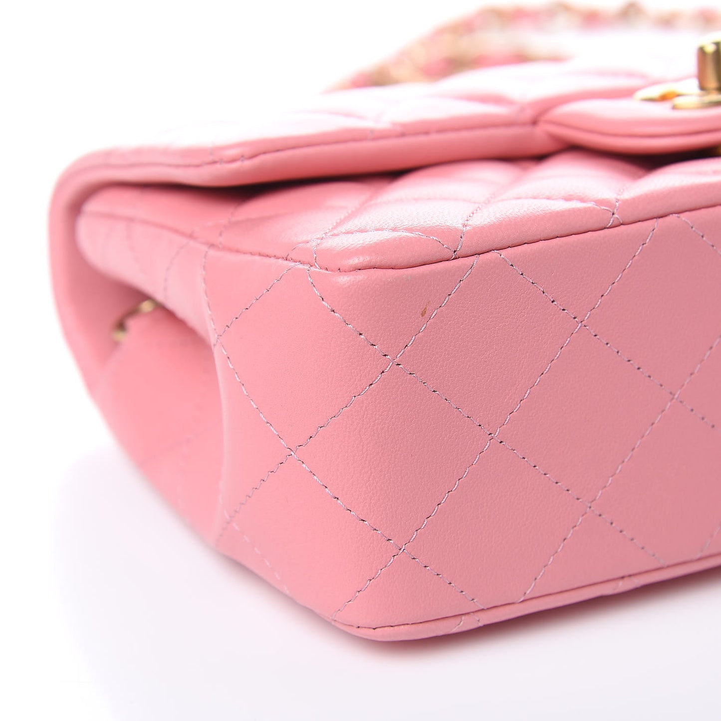 Lambskin Quilted Mini Rectangular Flap Pink