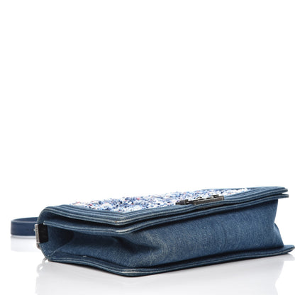 Chanel Tweed Denim New Medium Boy Flap Blue 4 of 13