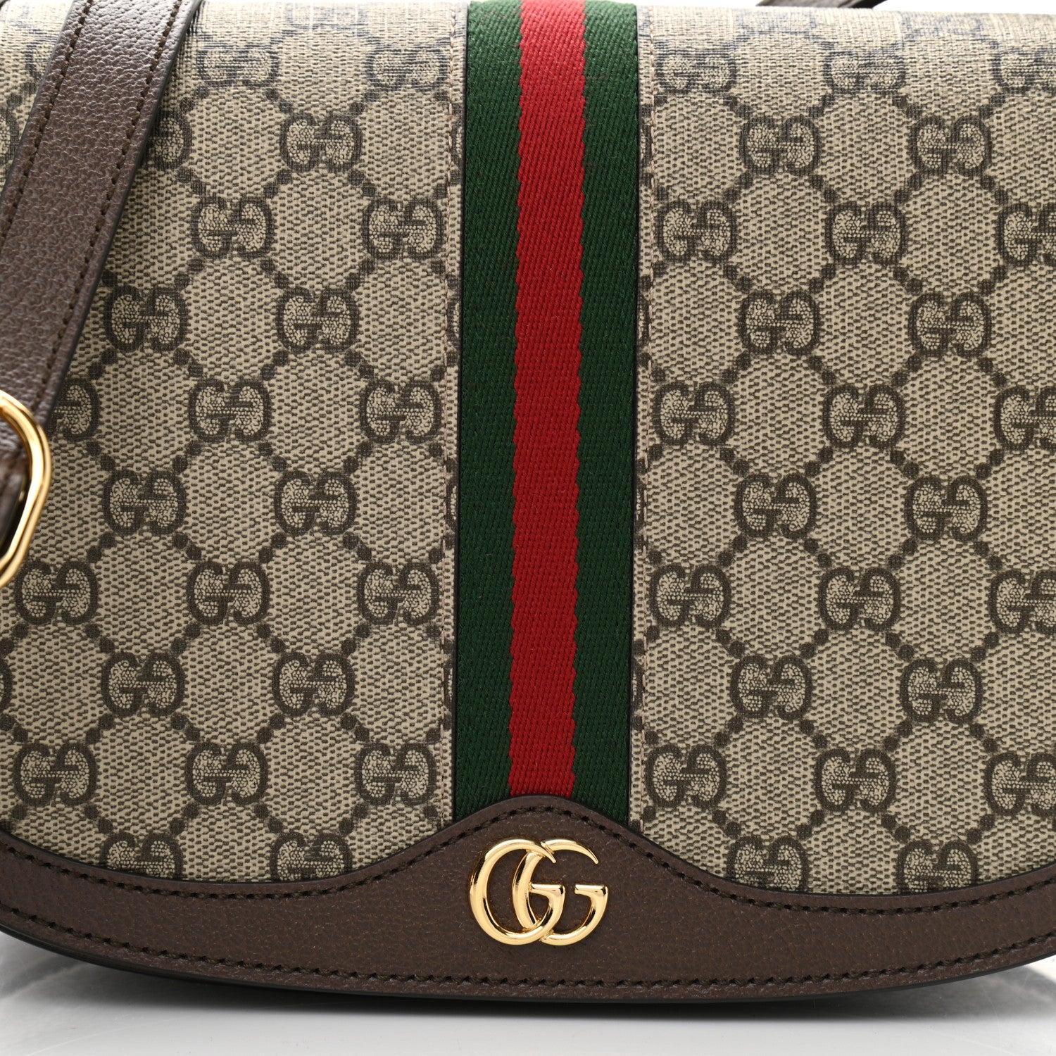Gucci GG Supreme Monogram Web Small Ophidia Flap Messenger Bag Brown 8 of 10