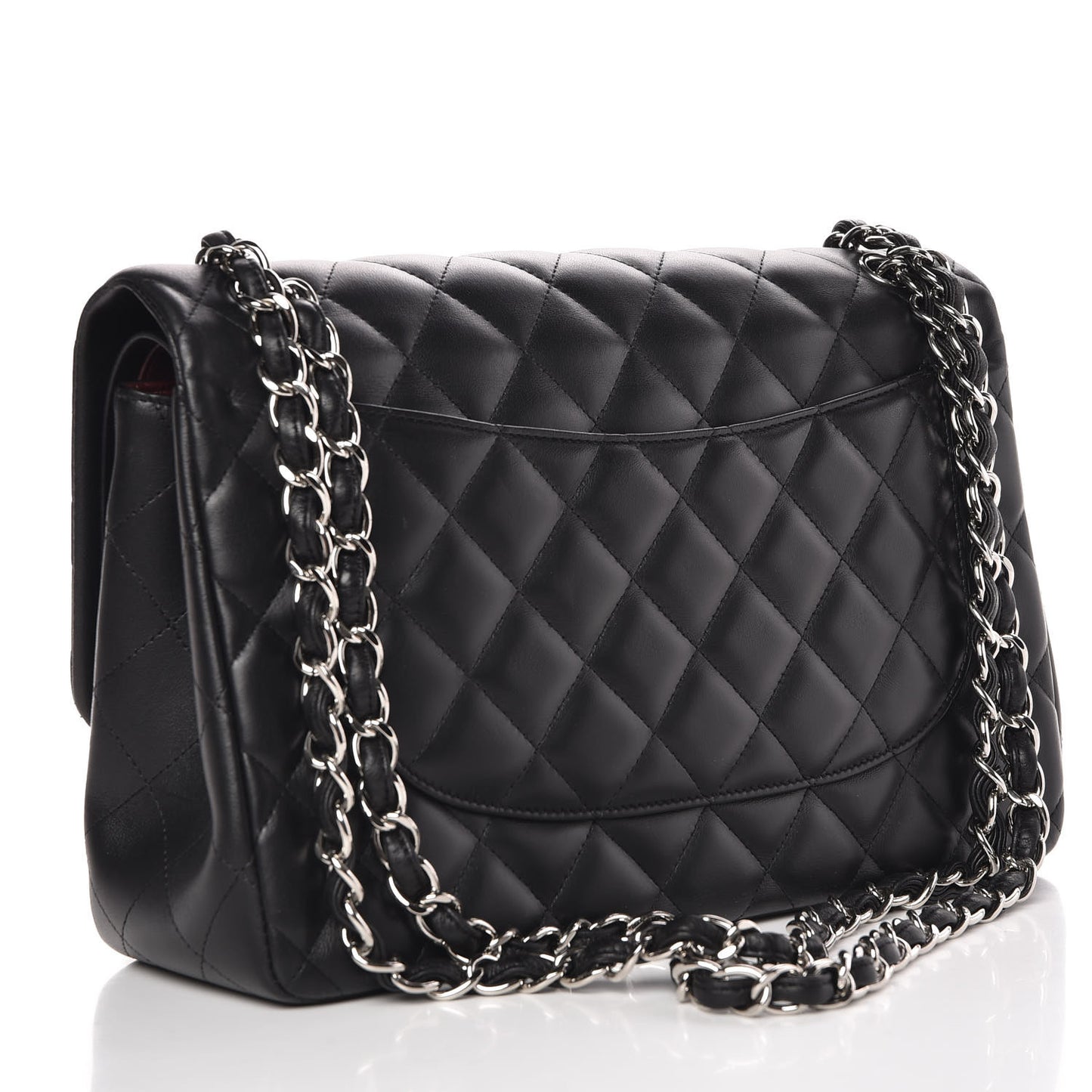 Lambskin Quilted Jumbo Double Flap Black