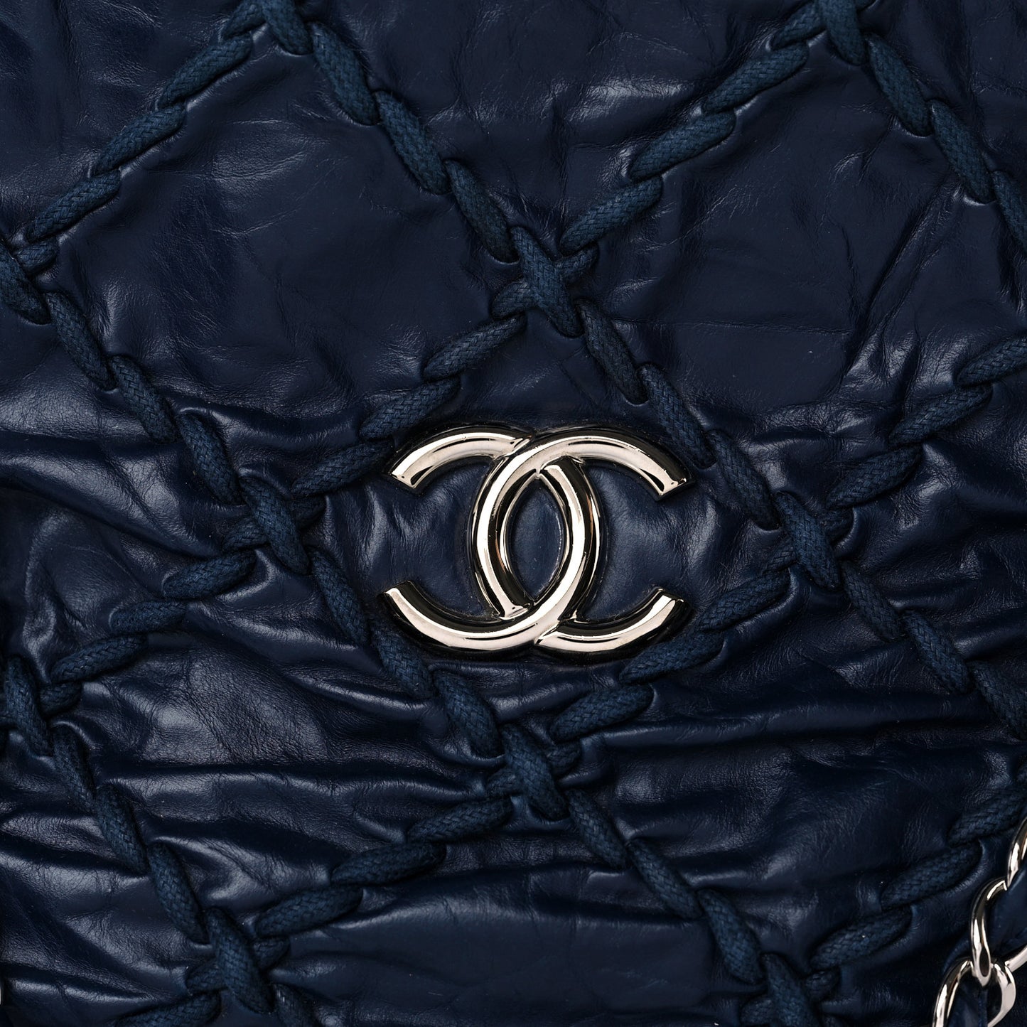 Calfskin Ultra Stitch Tote Navy Blue