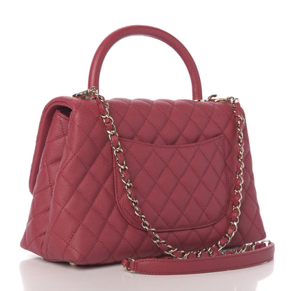 Chanel Caviar Quilted Small Coco Handle Flap Dark Pink 4 of 12