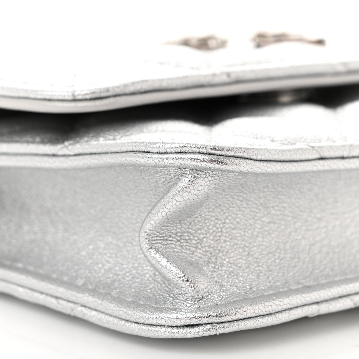 Chanel Metallic Goatskin Quilted Star Flap Waist Belt Bag Silver 11 of 13