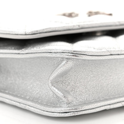 Chanel Metallic Goatskin Quilted Star Flap Waist Belt Bag Silver 11 of 13