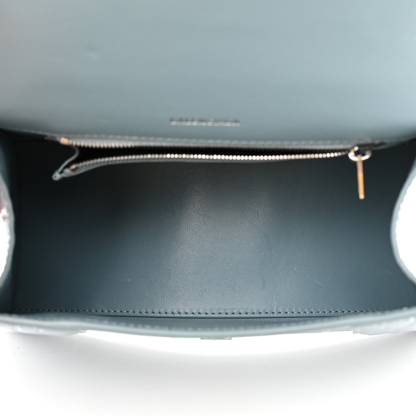 Shiny Calfskin Crocodile Embossed Small Hourglass Top Handle Bag Blue Grey