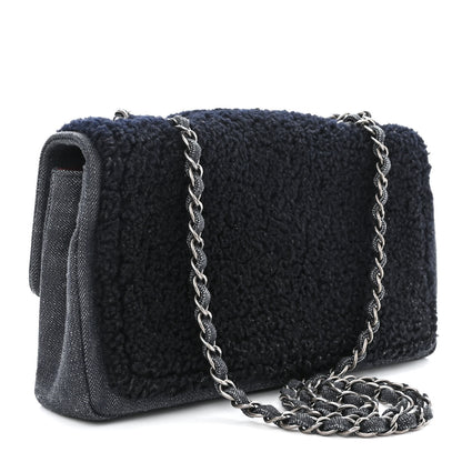 Chanel Shearling Sheepskin Denim Medium Paris Dallas Sheriff's Star Flap Black 3 of 10