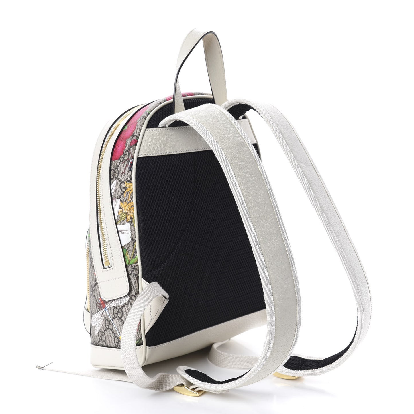 GG Supreme Monogram Flora Web Small Ophidia Day Backpack White