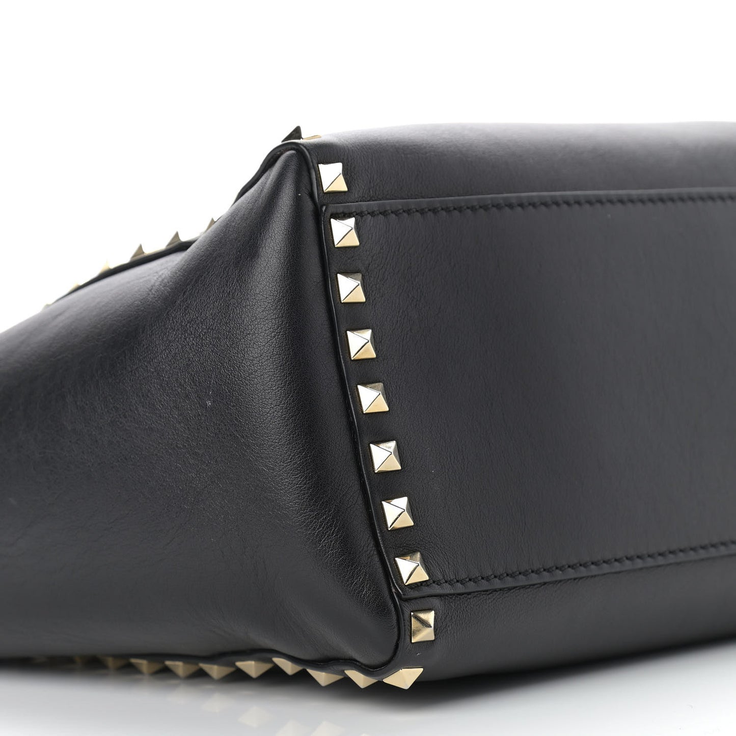 Vitello Rockstud Double Handle Tote Black