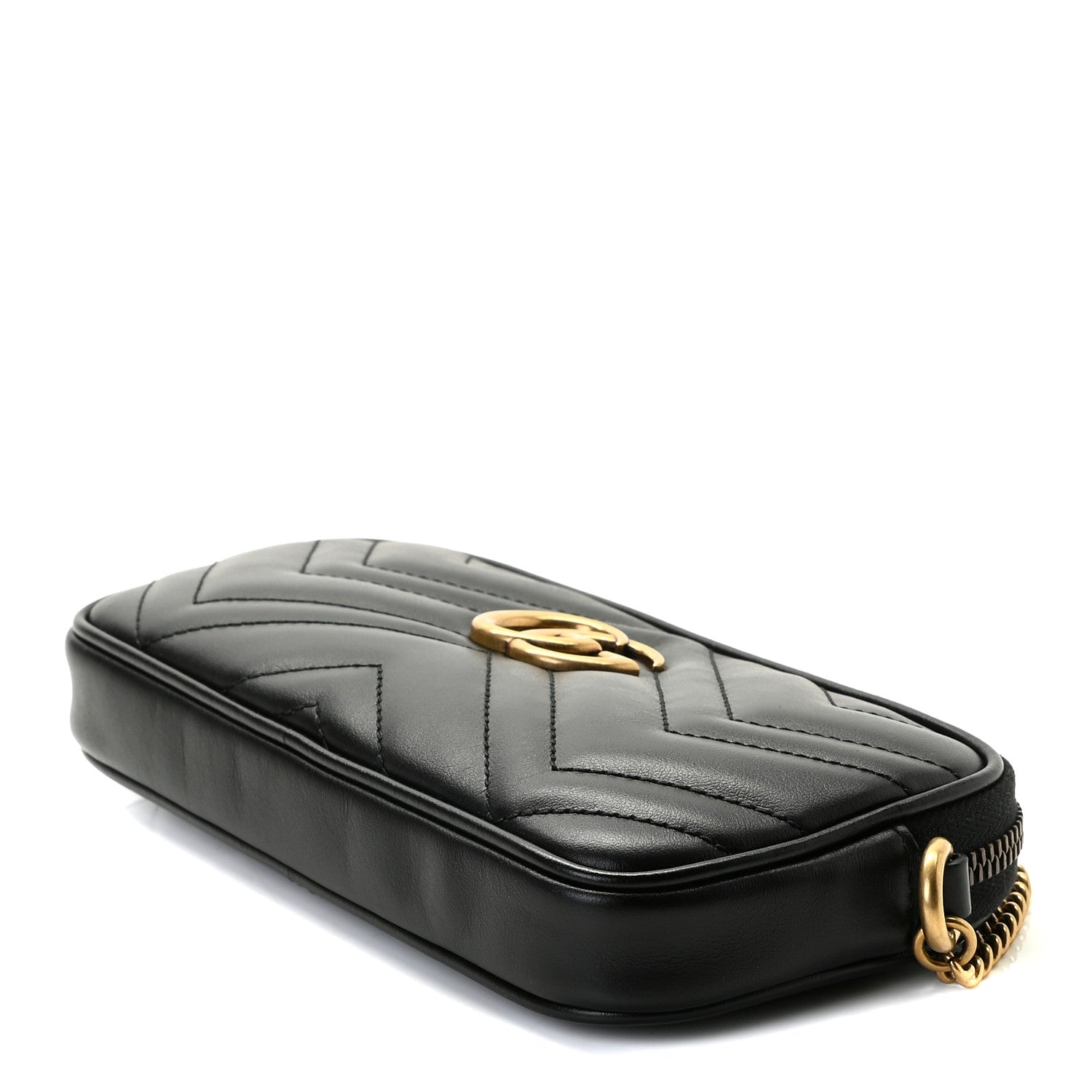 Gucci Calfskin Matelasse Mini GG Marmont Chain Crossbody Bag Black 5 of 8