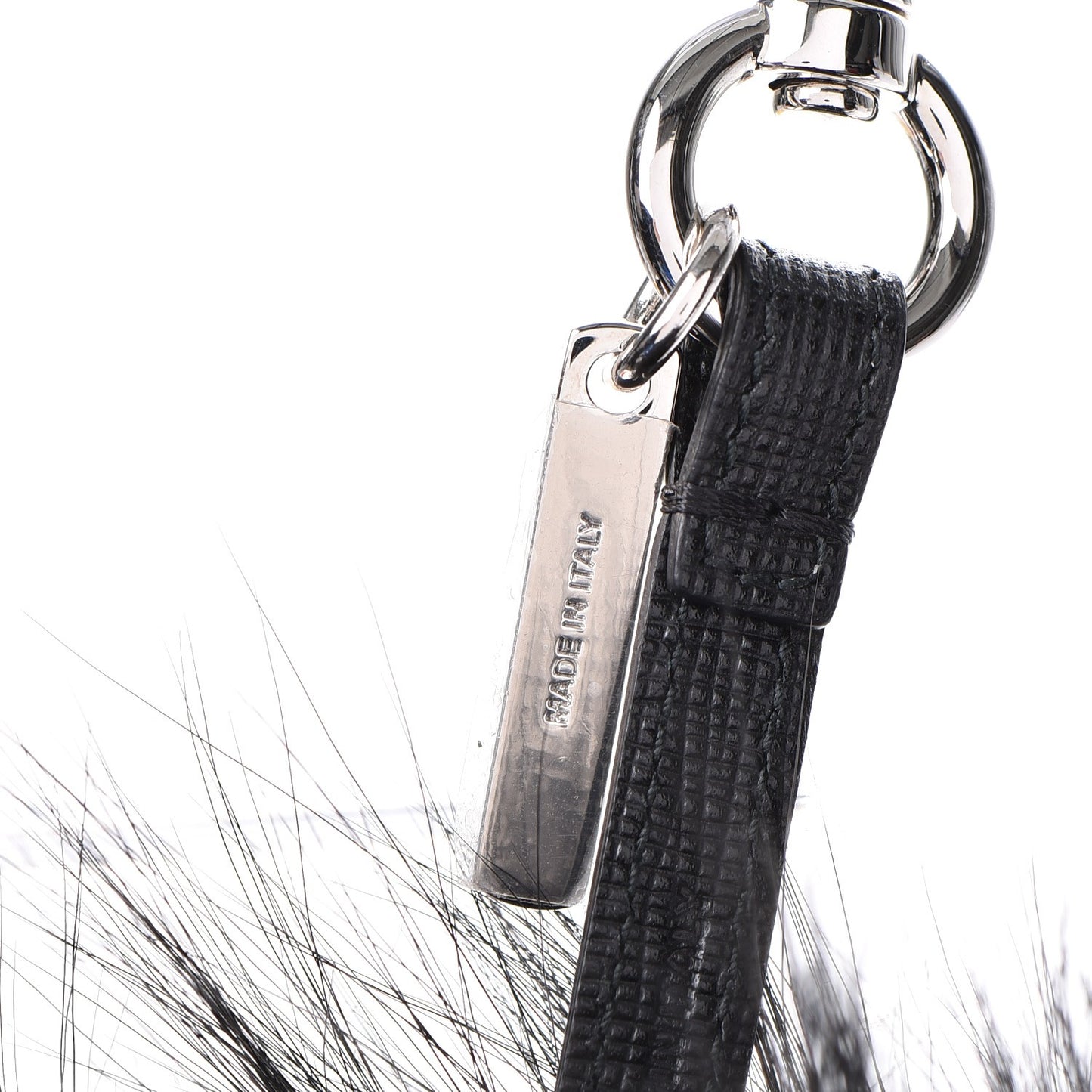 Vitello Elite Fox Fur Fusto Monster Bag Bug Charm Black Yellow