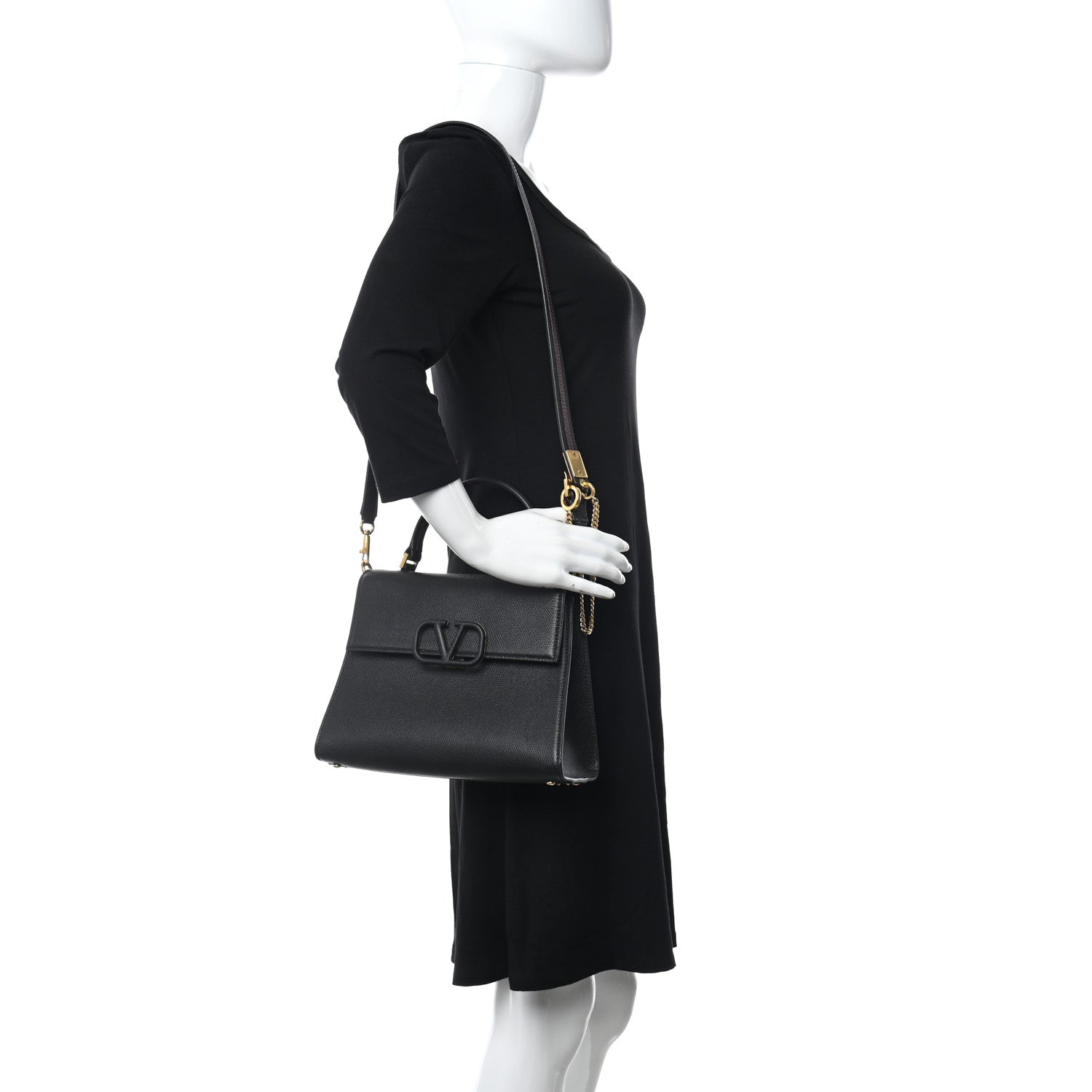 Valentino Garavani Grainy Calfskin Medium VSling Top Handle Bag Black 2 of 10