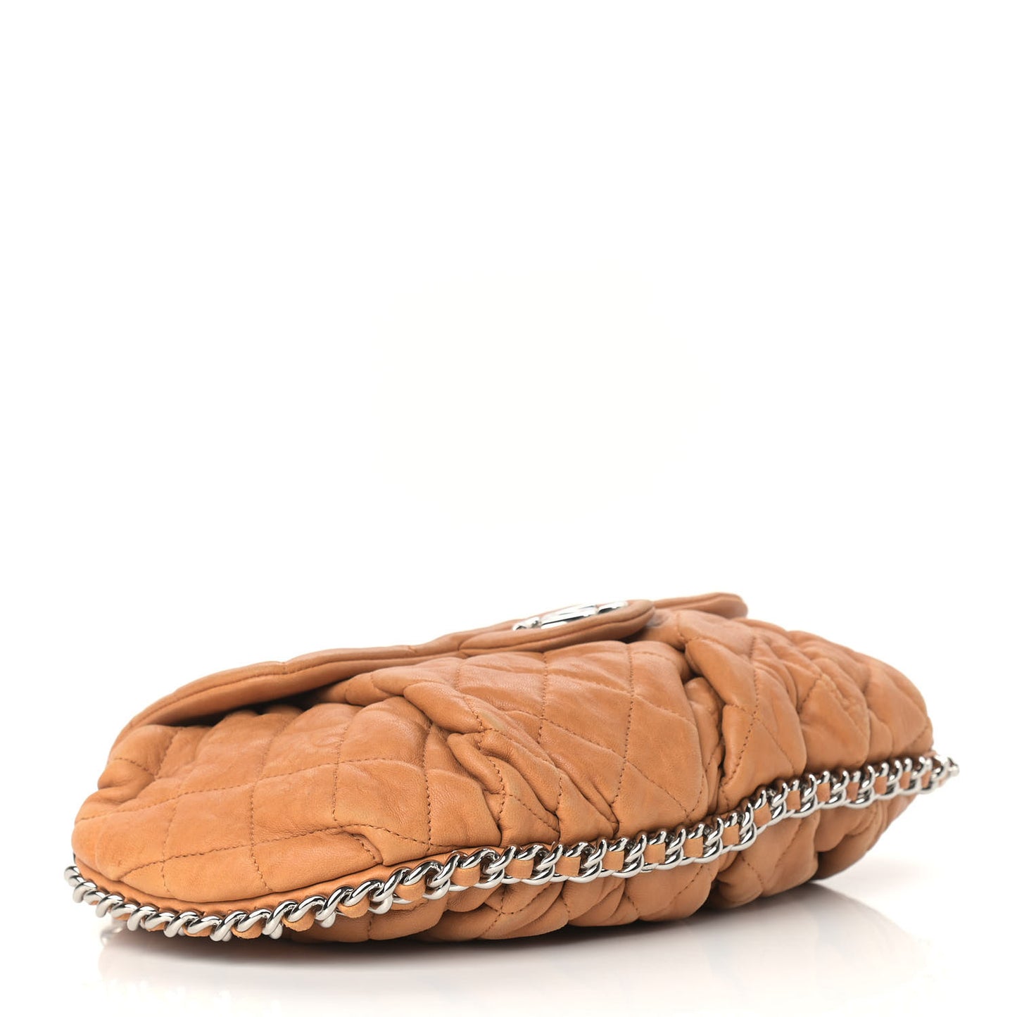 Washed Lambskin Quilted Large Chain Around Messenger Dark Beige