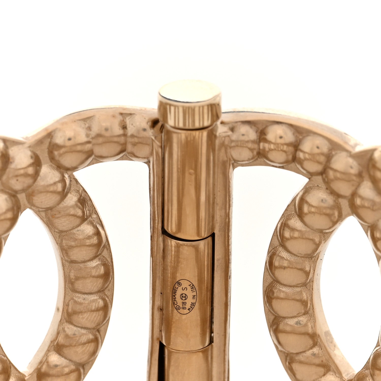 Chanel Metal Pearl CC Cuff Bracelet Gold 4 of 5
