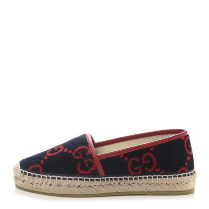 Gucci Terry Cloth GG Monogram Espadrilles 37.5 Blue Red 1 of 9