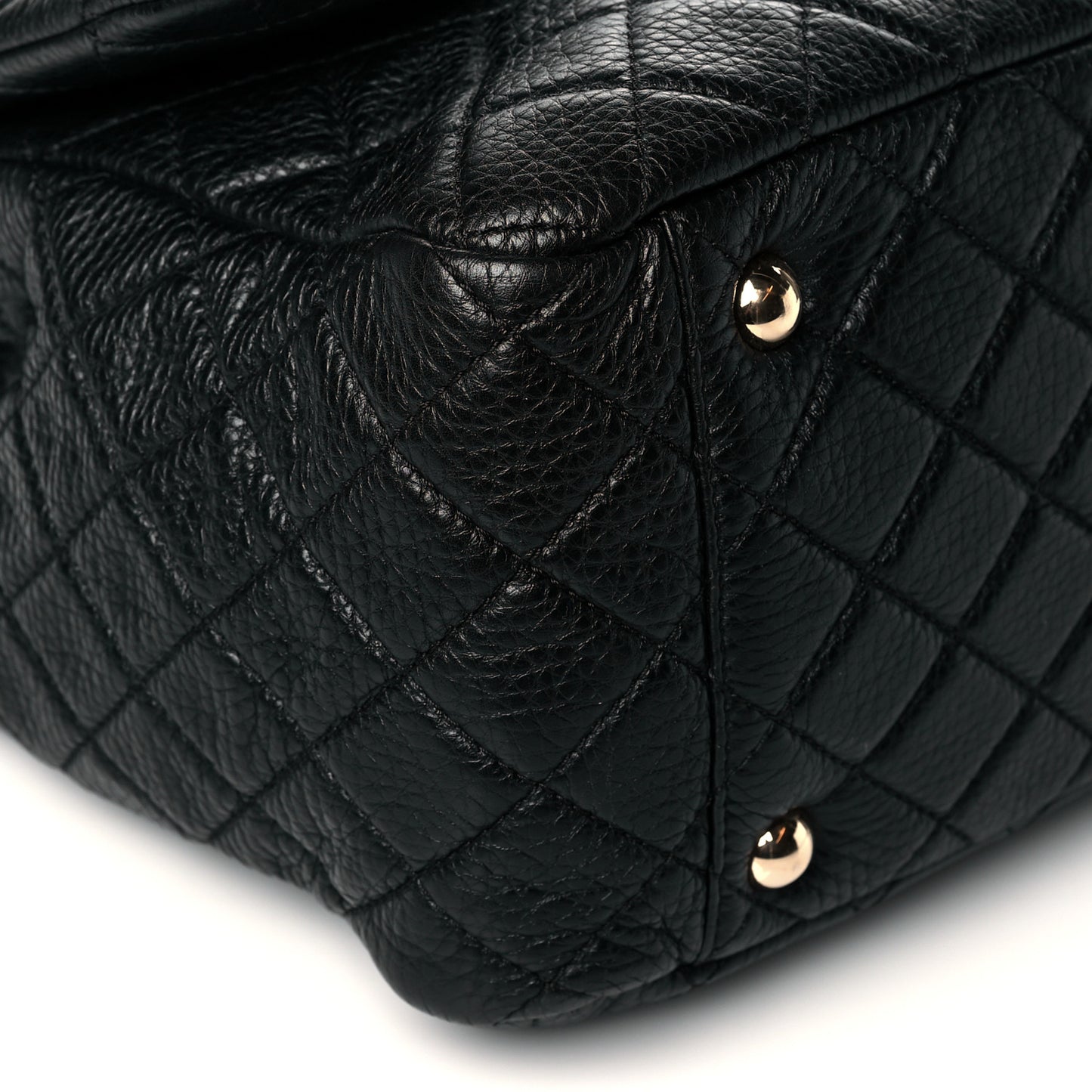 Calfskin Quilted XXL Travel Flap Bag Black