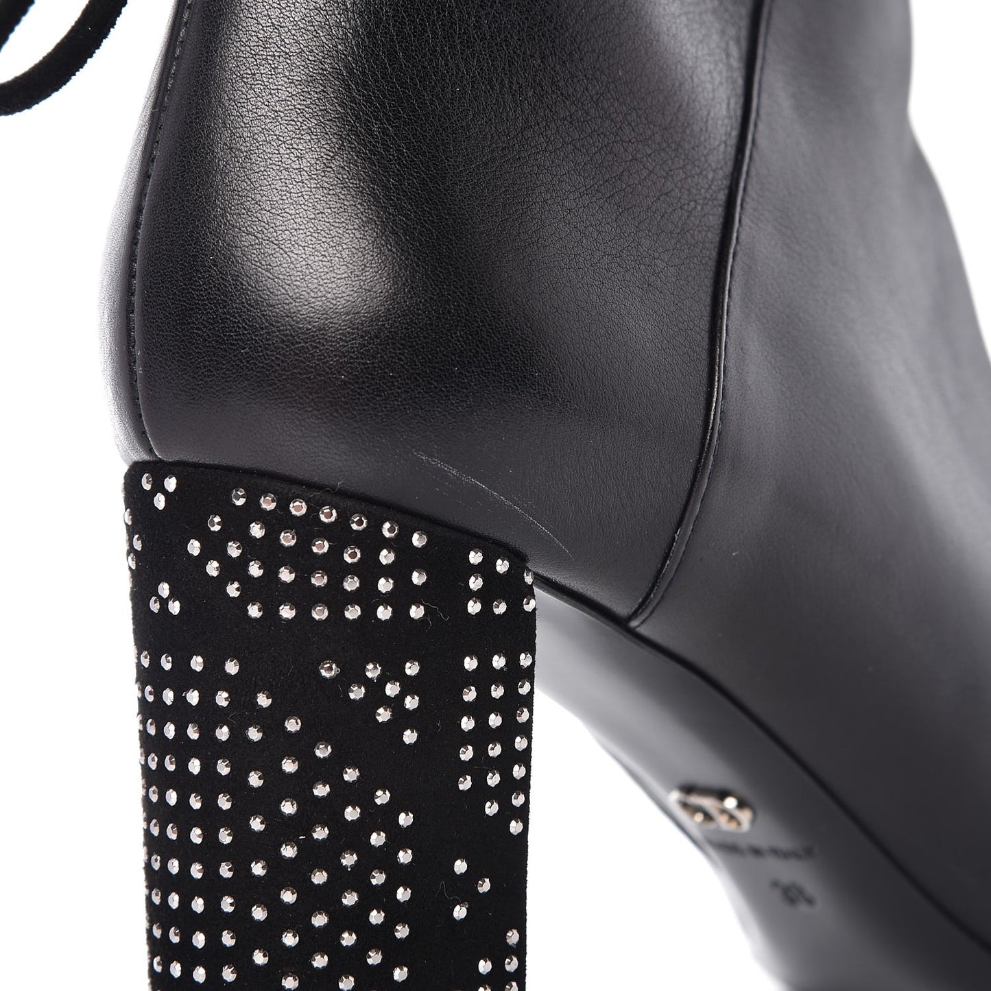 Calfskin Studded Stellar Ankle Boots 38 Black