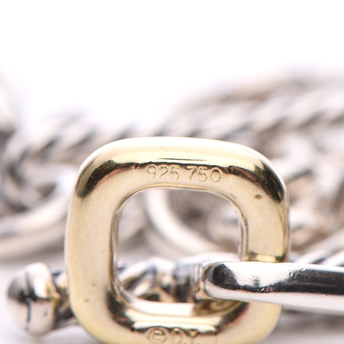 Sterling Silver 18K Yellow Gold Link Figaro Link Toggle Necklace 15.5