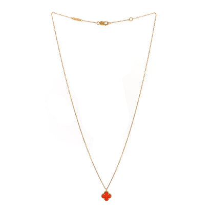 Van Cleef & Arpels 18K Rose Gold Carnelian Sweet Alhambra Pendant Necklace 3 of 4