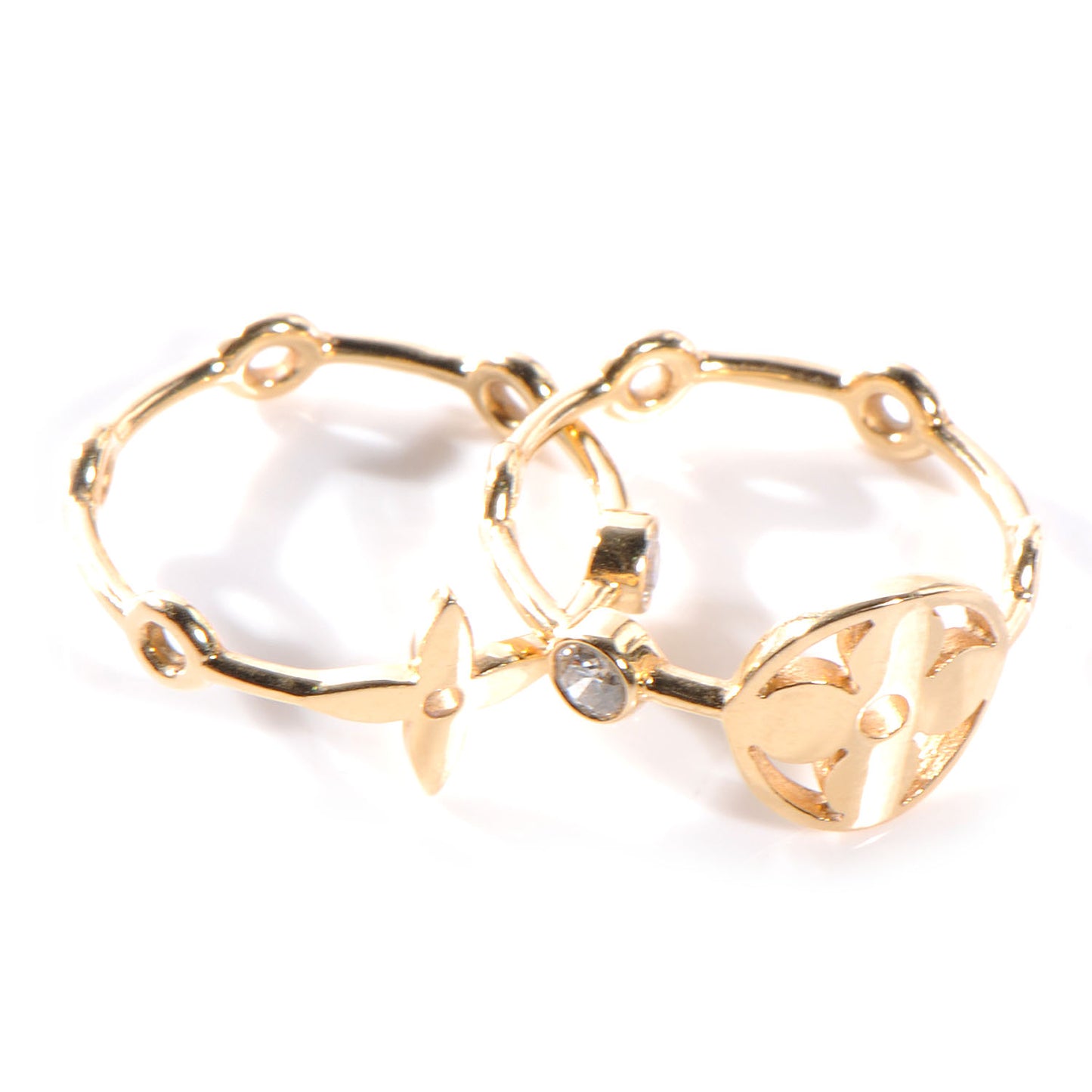 Diamond 18k Gold Monogram Skin Rings 5