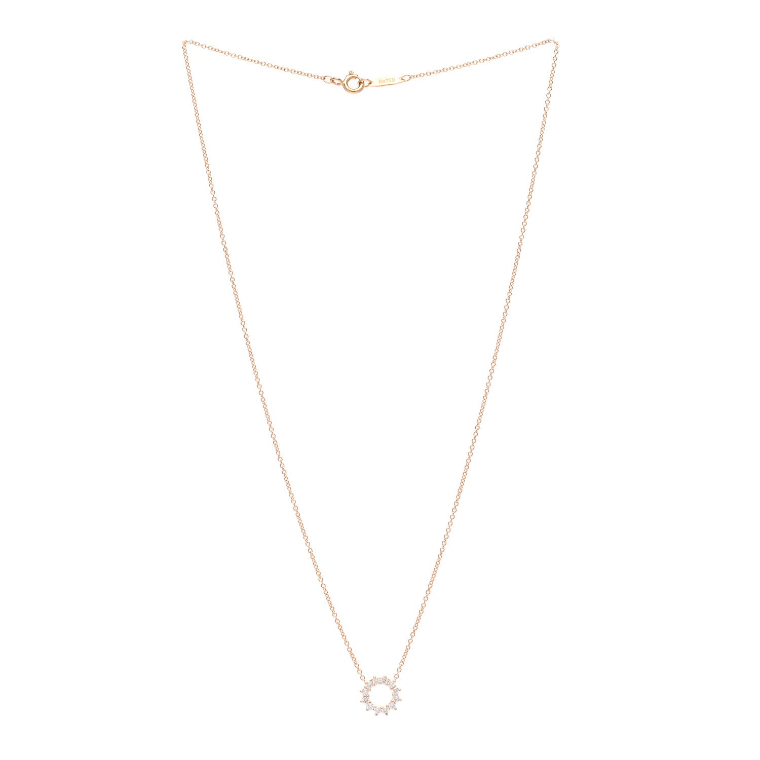Tiffany 18K Rose Gold Diamond Mini Open Circle Pendant Necklace 3 of 4