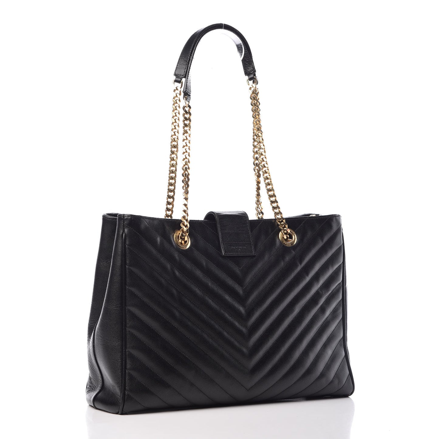 Grain De Poudre Matelasse Chevron Monogram Shopping Bag Black