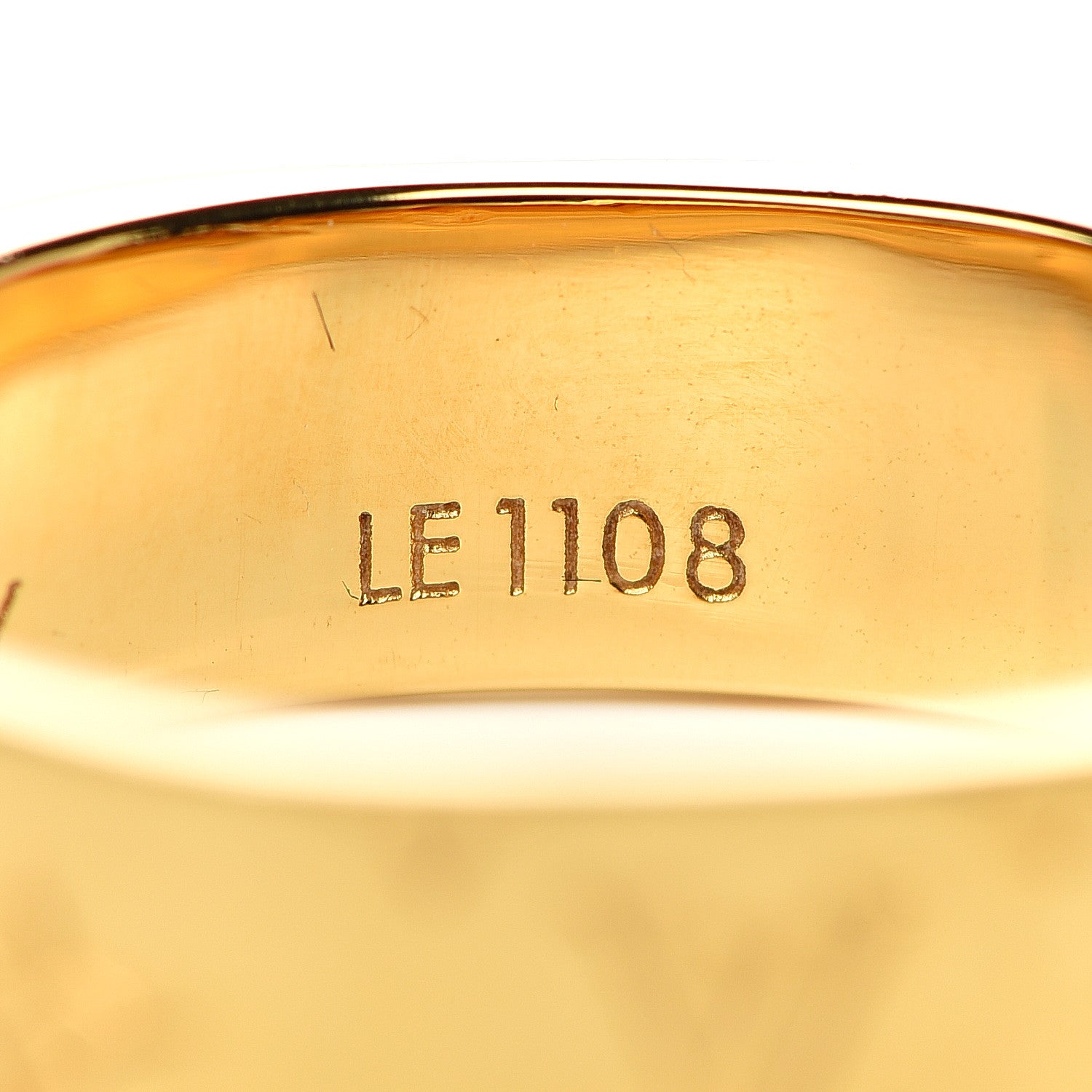 Louis Vuitton Brass Monogram Engraved Nanogram Ring S Gold 8 of 9