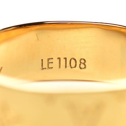 Louis Vuitton Brass Monogram Engraved Nanogram Ring S Gold 8 of 9