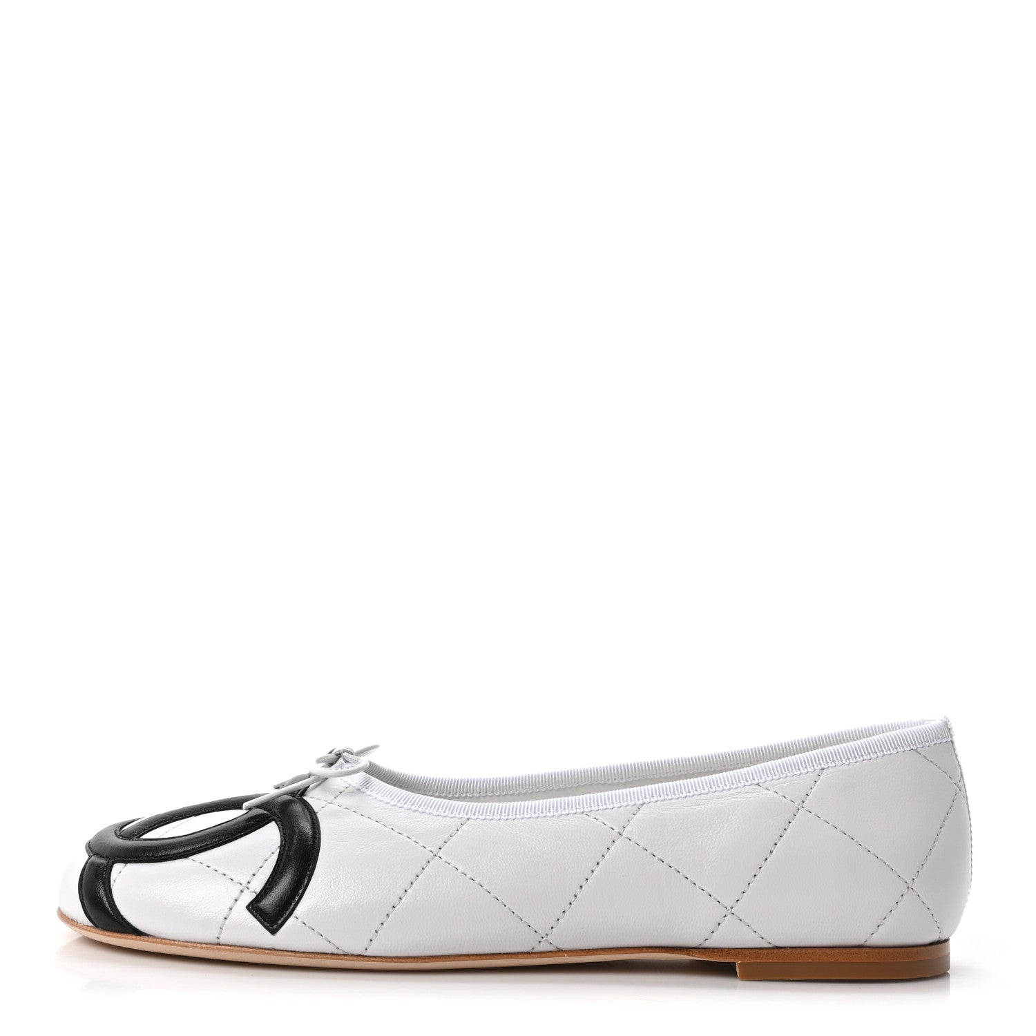 Chanel Lambskin Quilted CC Cambon Ballet Flats 41 White Black 1 of 10