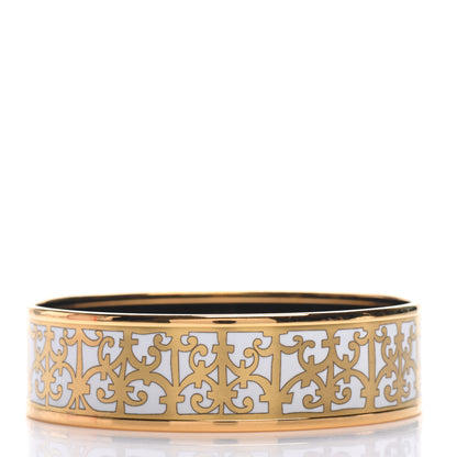 Hermes Enamel Printed Wide Balcons du Guadalquivir Bracelet 62 Gold 3 of 6